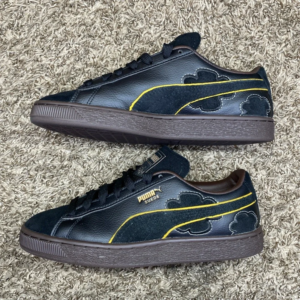 Puma One Piece Blackbeard Collab Leather Shoes Mens 5.5 Black Rare Streetwear